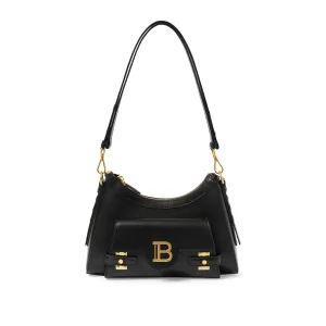 B-Buzz Hobo Calfskin Shoulder Bag in Black