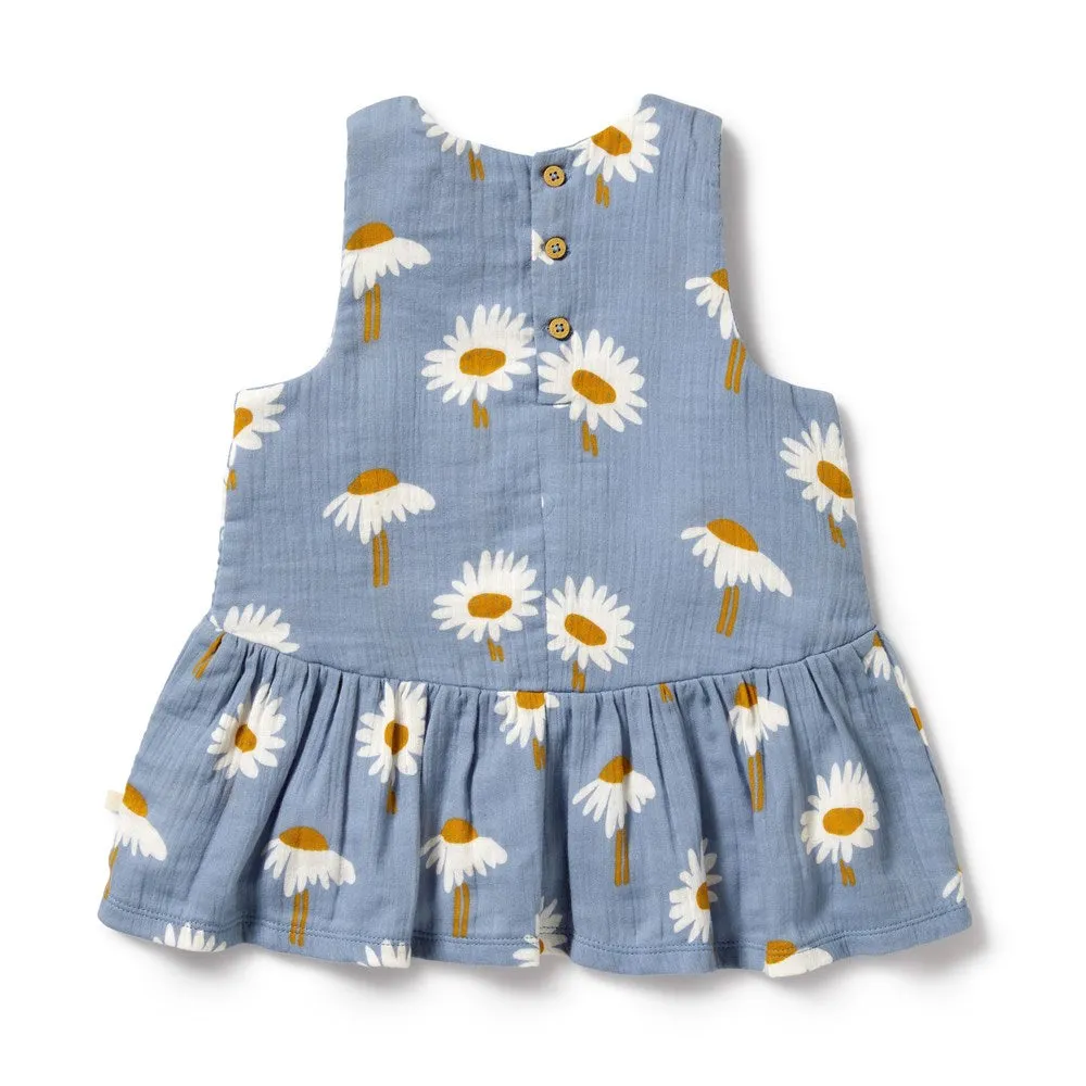 Daisy Floral Organic Crinkle Ruffle Top